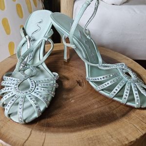 Nina Heels, Seafoam, Sparkle, Wedding, Size 6/36